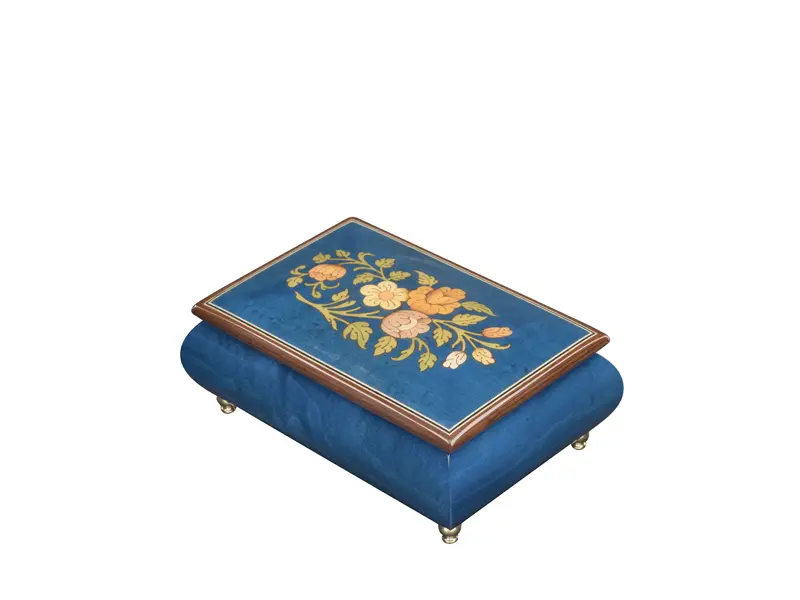 Multicolored Inlaid Music Box 416 Flowers - Ercolano Italian Music Box - Image 7
