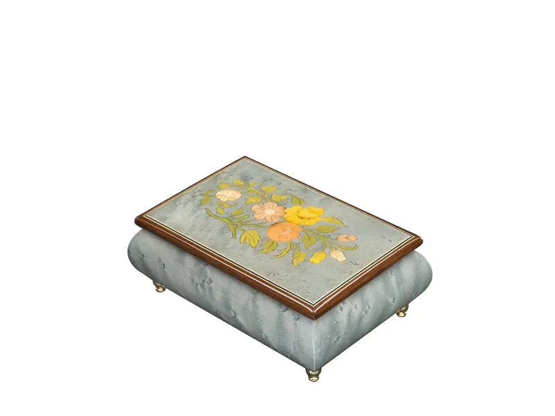 Multicolored Inlaid Music Box 416 Flowers - Ercolano Italian Music Box - Image 3
