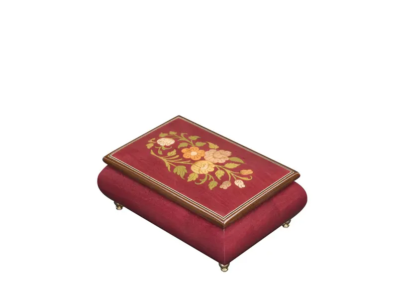 Multicolored Inlaid Music Box 416 Flowers - Ercolano Italian Music Box - Image 5