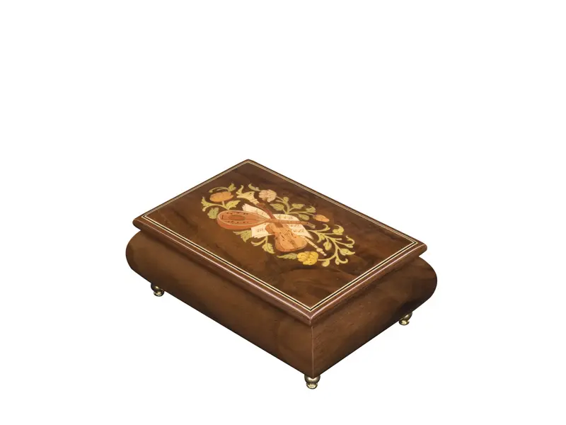 Multicolored Inlaid Music Box 416 Violin - Ercolano Italian Music Box - Image 5