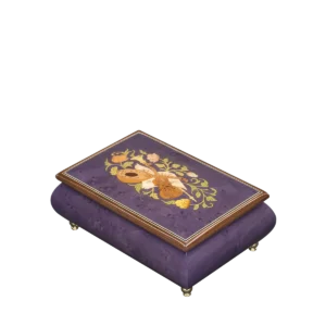 Inlaid 416 Violin music box in deep purple, hand-inlaid violin marquetry, handmade in Sorrento