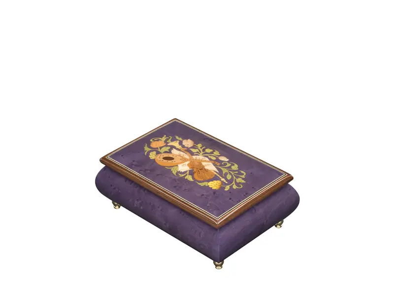 Multicolored Inlaid Music Box 416 Violin - Ercolano Italian Music Box