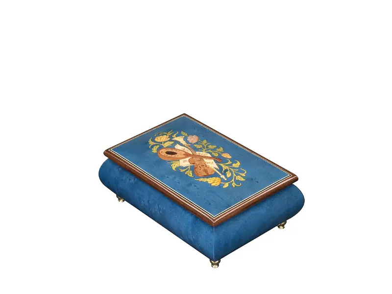 Multicolored Inlaid Music Box 416 Violin - Ercolano Italian Music Box - Image 3